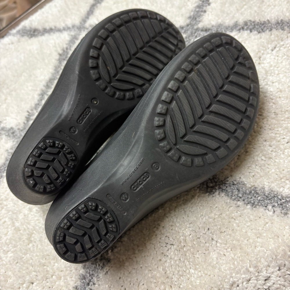 Crocs Frances Mary Jane Wedge Shoes Mules Slip On Black Heels Women’s 8 - Picture 6 of 9